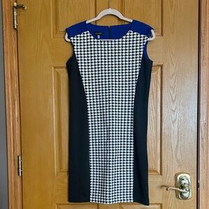 Spense Black and Blue Houndstooth Mini Dress